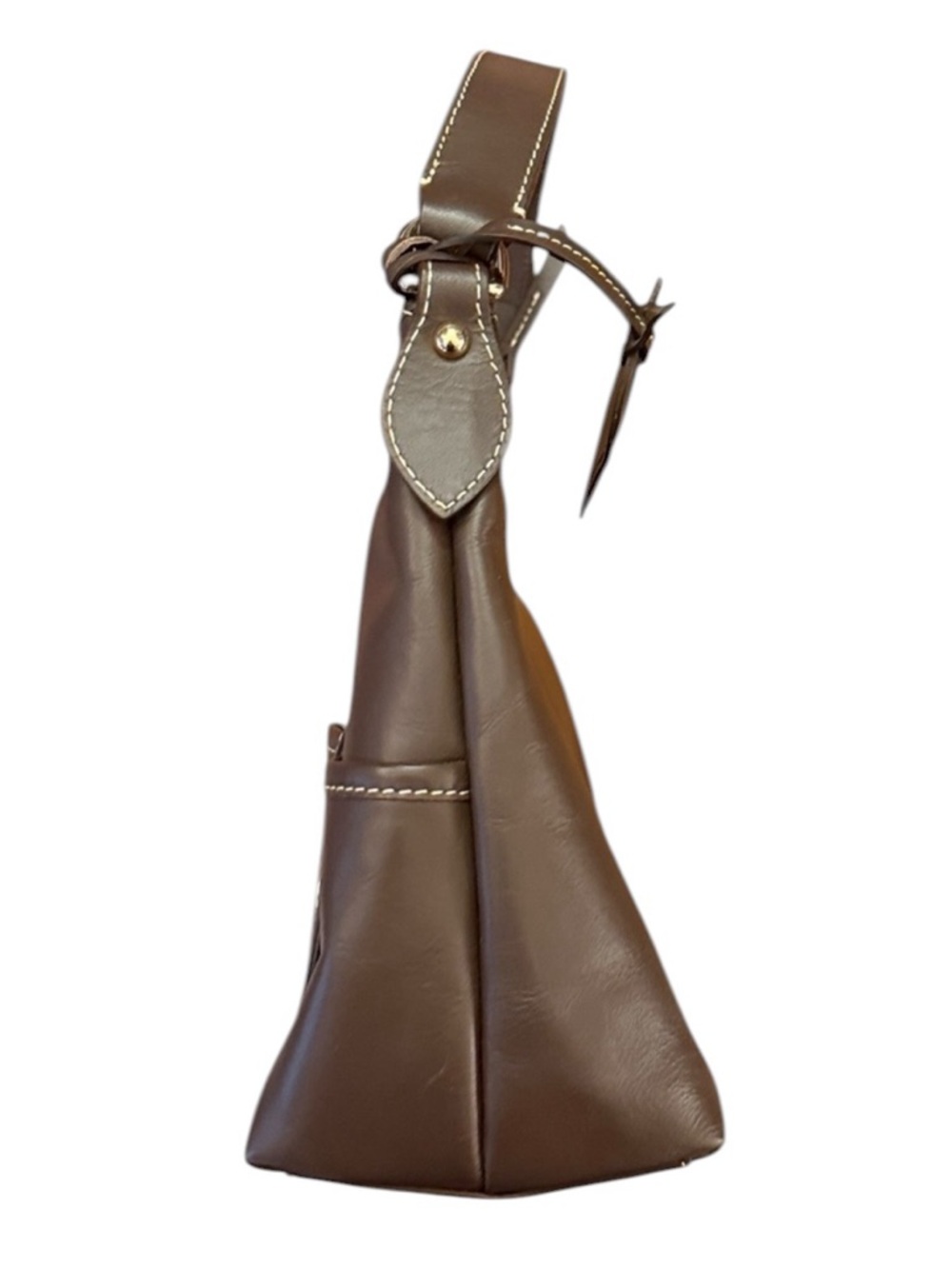 Dooney & Bourke Florentine Small Lucy Hobo Brown Vacchetta Leather Flat Strap - Picture 7 of 15